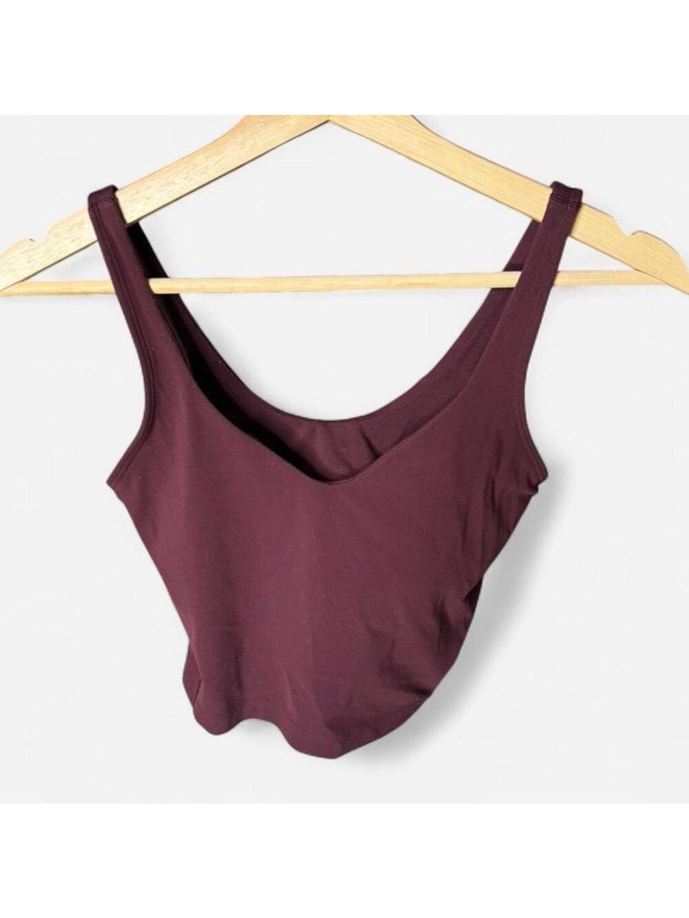 Lululemon Align Cropped Tank Top Size 2 Burgundy V-Neck Cami